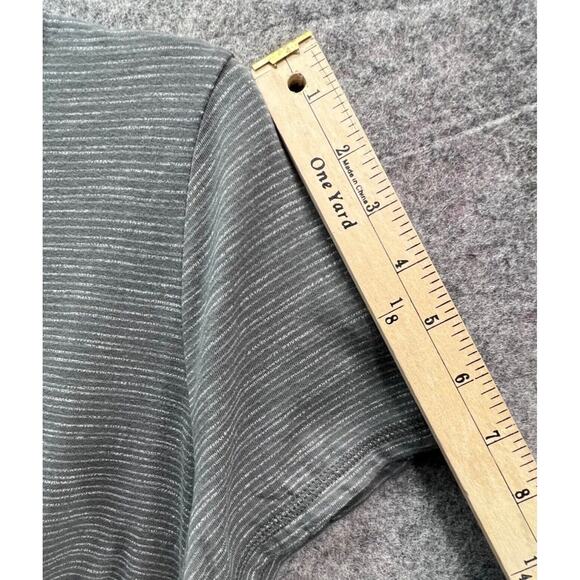 T By Talbots Tie Front T Shirt Dress L Gray Alamedia Stripe Stretch Feminine NEW - Picture 8 of 11